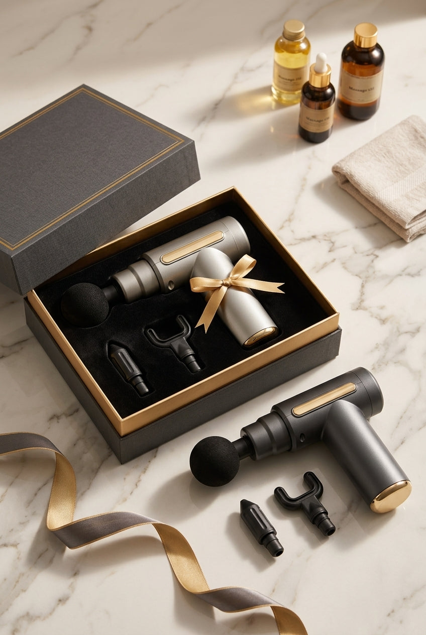 Kit regalo pistola de masajes TRIAMETRA - Caja premium para parejas